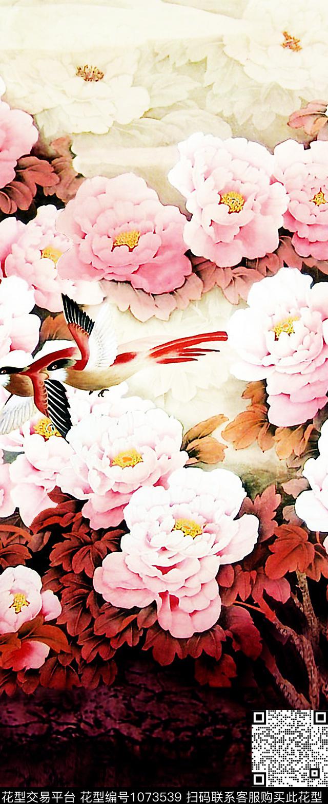 数码华亿平台定位花中国风数码印花华亿平台下载（图片编号: 1073539） - 瓦栏（Walan）