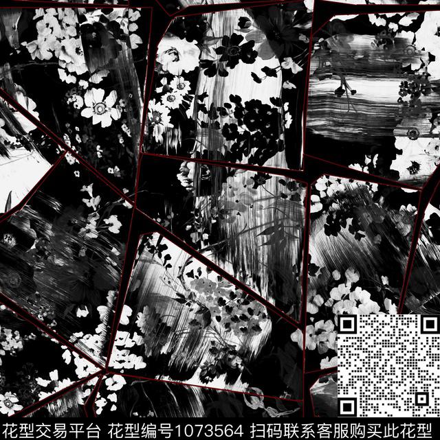 抽象男装花卉数码印花华亿平台下载（图片编号: 1073564） - 瓦栏（Walan）