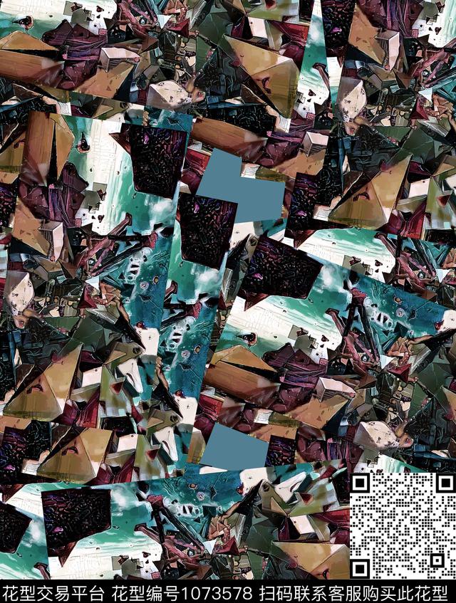 抽象男装复古数码印花华亿平台下载（图片编号: 1073578） - 瓦栏（Walan）