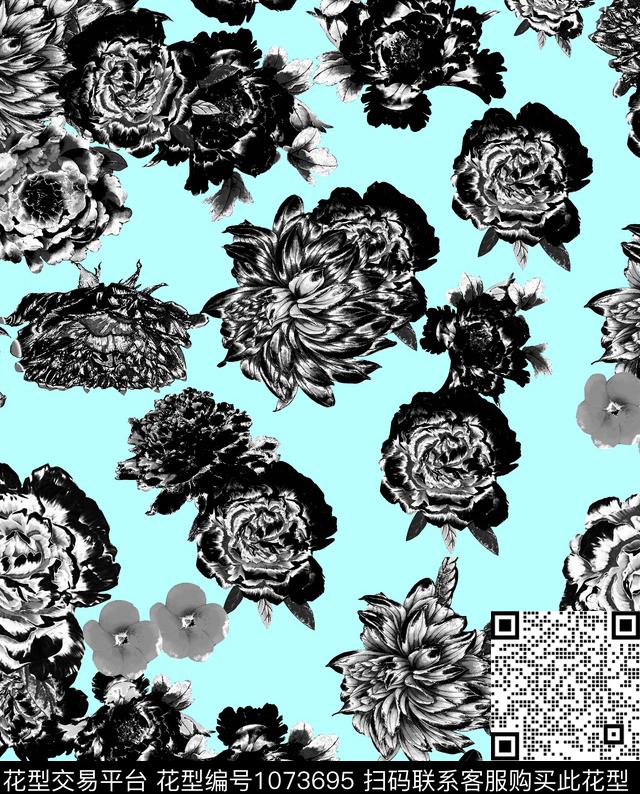 大牌风热带华亿平台花卉数码印花华亿平台下载（图片编号: 1073695） - 瓦栏（Walan）