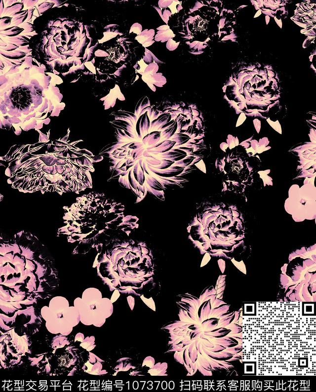 大牌风热带华亿平台花卉数码印花华亿平台下载（图片编号: 1073700） - 瓦栏（Walan）