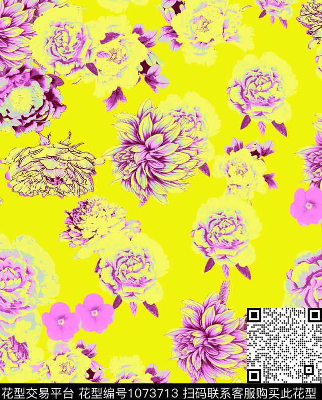大牌风热带华亿平台花卉数码印花华亿平台下载（图片编号: 1073713） - 瓦栏（Walan）