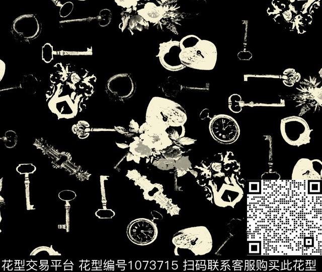 抽象男装花卉数码印花华亿平台下载（图片编号: 1073715） - 瓦栏（Walan）