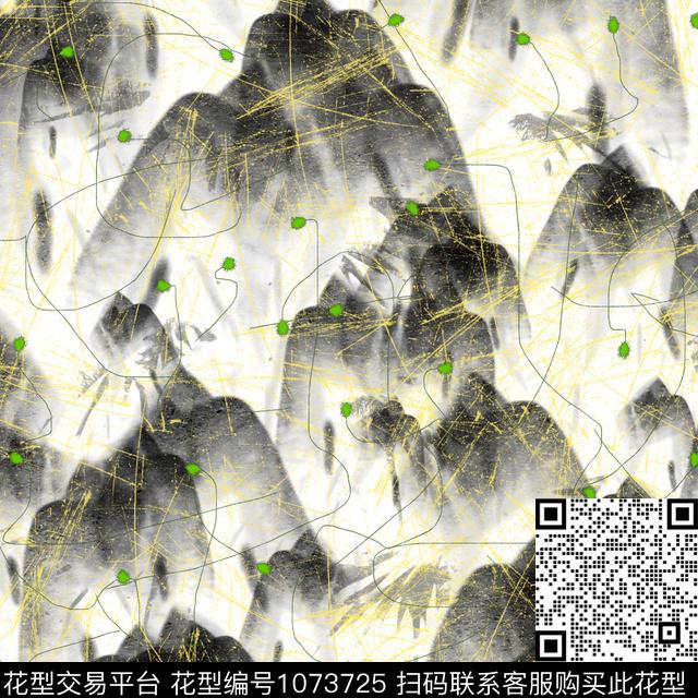 抽象水墨风女装传统印花华亿平台下载（图片编号: 1073725） - 瓦栏（Walan）
