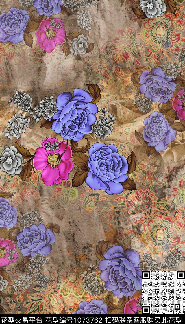 数码华亿平台花卉女装数码印花华亿平台下载（图片编号: 1073762） - 瓦栏（Walan）