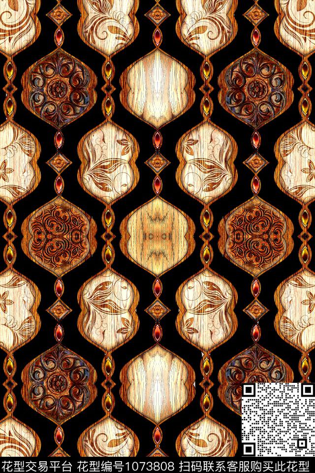 数码华亿平台几何复古数码印花华亿平台下载（图片编号: 1073808） - 瓦栏（Walan）