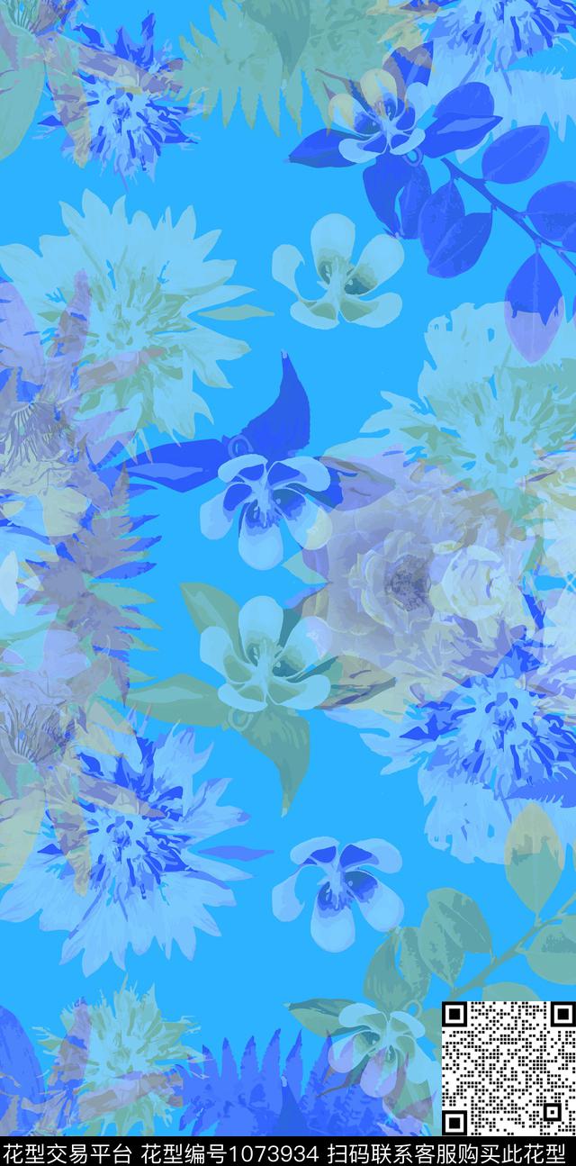 大花欧洲意大利丛林花卉数码印花华亿平台下载（图片编号: 1073934） - 瓦栏（Walan）