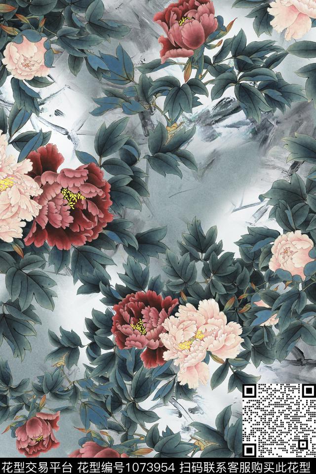 中国风数码华亿平台花卉数码印花华亿平台下载（图片编号: 1073954） - 瓦栏（Walan）