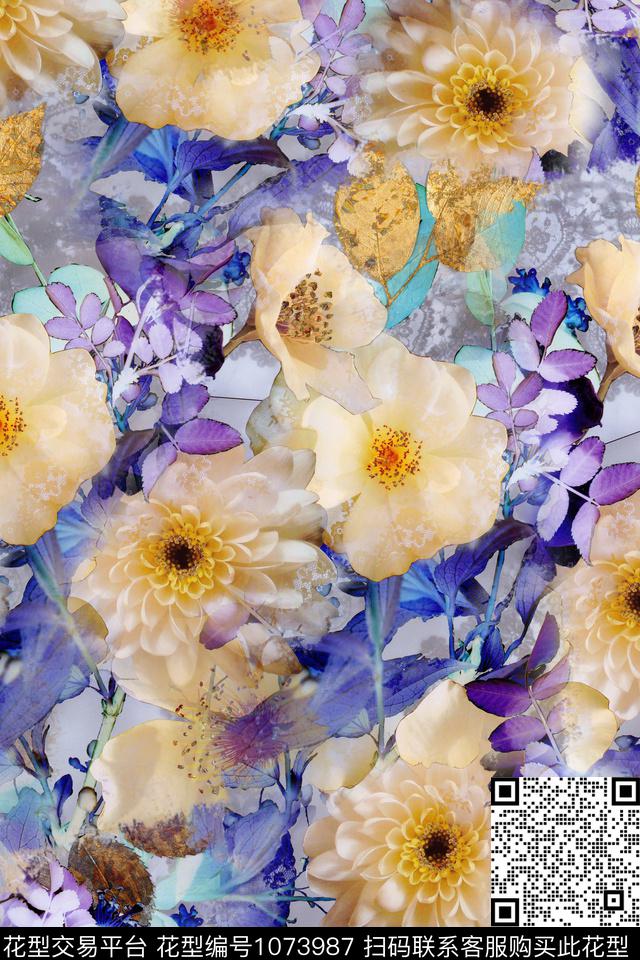 大花数码华亿平台肌理数码印花华亿平台下载（图片编号: 1073987） - 瓦栏（Walan）