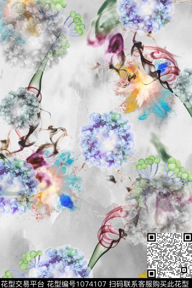 抽象纹理烟火数码印花华亿平台下载（图片编号: 1074107） - 瓦栏（Walan）