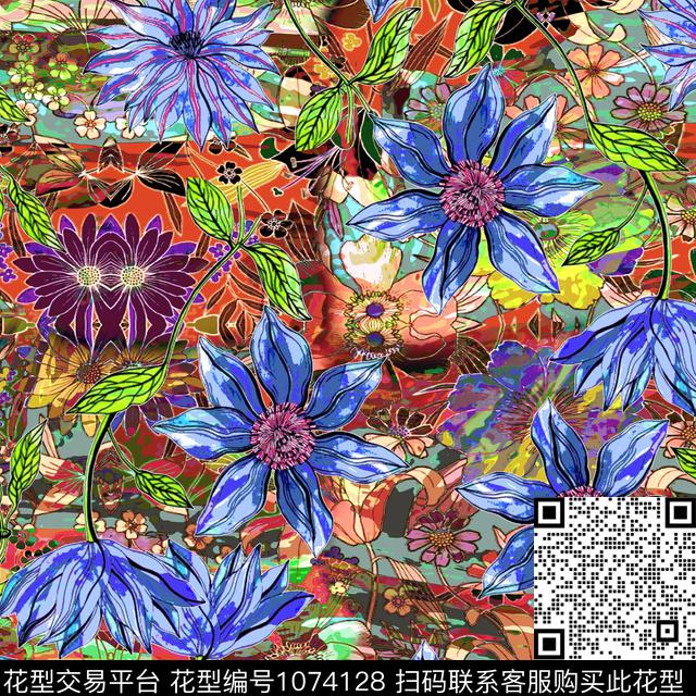 数码华亿平台花卉女装数码印花华亿平台下载（图片编号: 1074128） - 瓦栏（Walan）