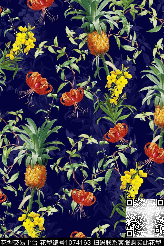 中老年菠萝复古数码印花华亿平台下载（图片编号: 1074163） - 瓦栏（Walan）