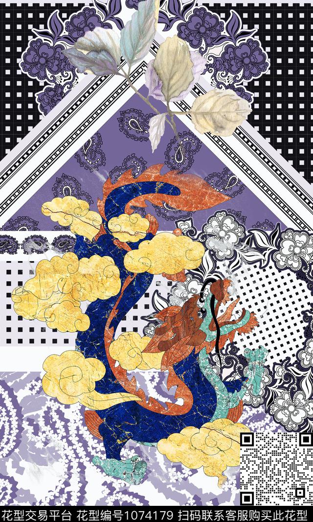 抽象龙男装数码印花华亿平台下载（图片编号: 1074179） - 瓦栏（Walan）