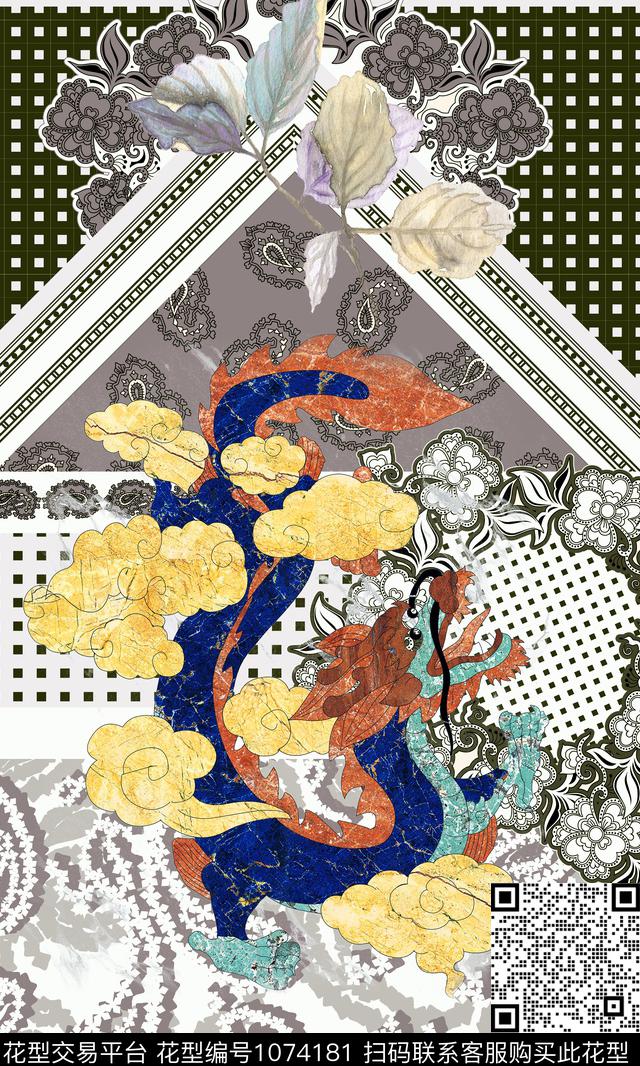 抽象龙男装数码印花华亿平台下载（图片编号: 1074181） - 瓦栏（Walan）