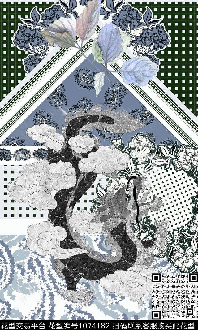 抽象龙男装数码印花华亿平台下载（图片编号: 1074182） - 瓦栏（Walan）