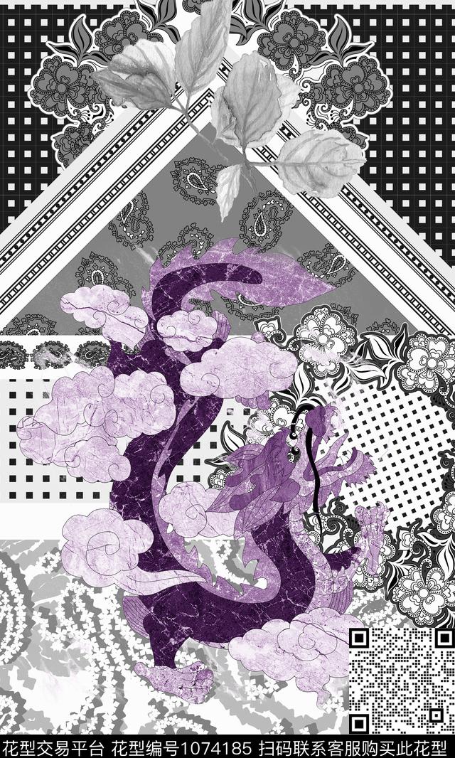 抽象龙男装数码印花华亿平台下载（图片编号: 1074185） - 瓦栏（Walan）