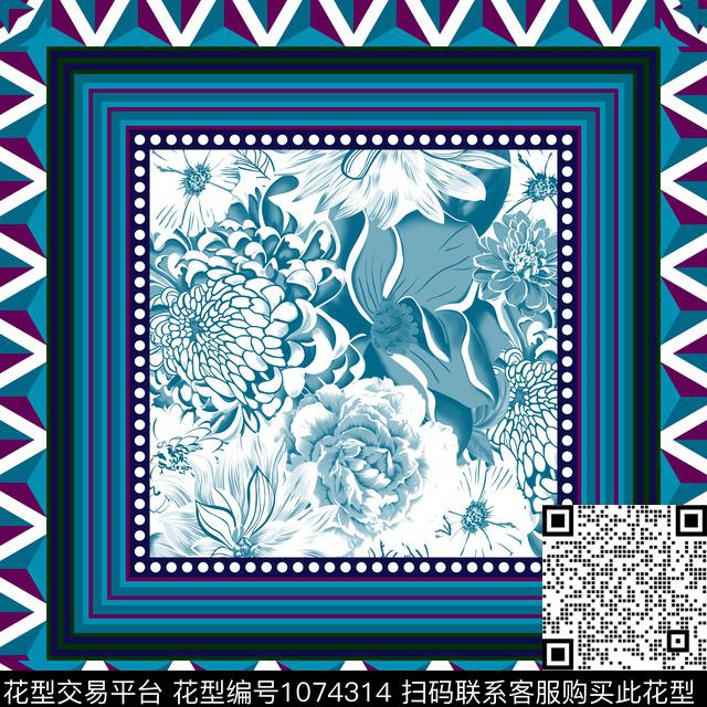 民族风花卉几何传统印花华亿平台下载（图片编号: 1074314） - 瓦栏（Walan）