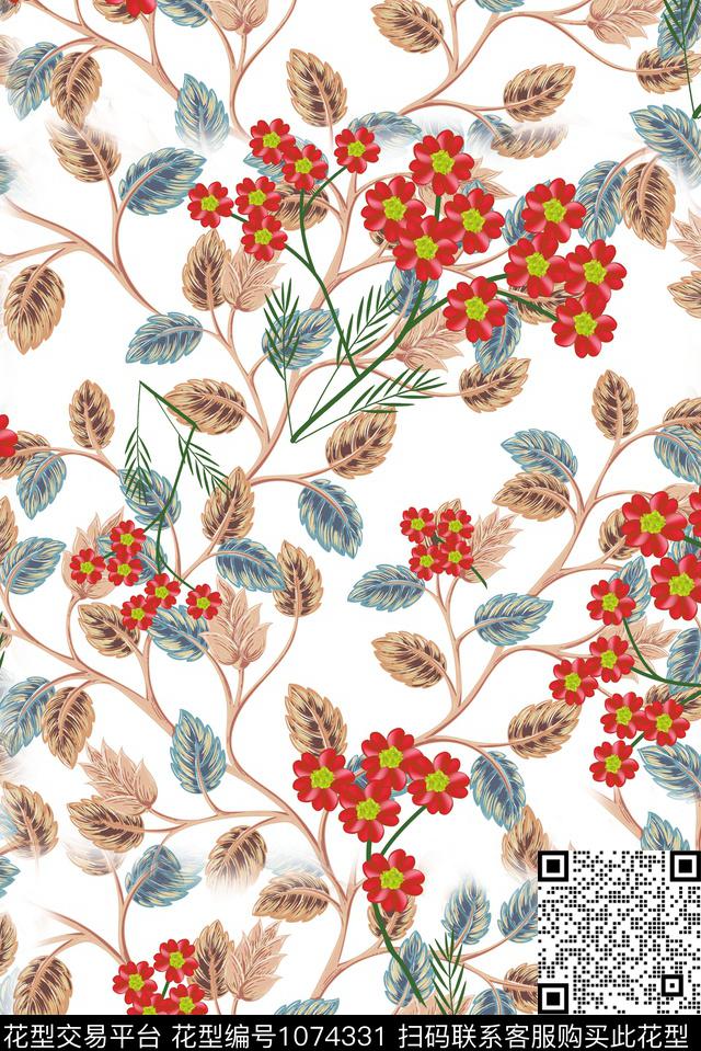 秋冬华亿平台小碎花花卉数码印花华亿平台下载（图片编号: 1074331） - 瓦栏（Walan）