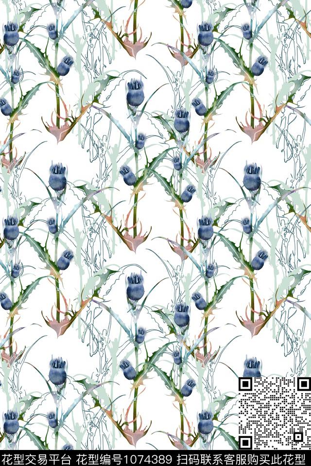 数码华亿平台花卉清爽底花卉数码印花华亿平台下载（图片编号: 1074389） - 瓦栏（Walan）