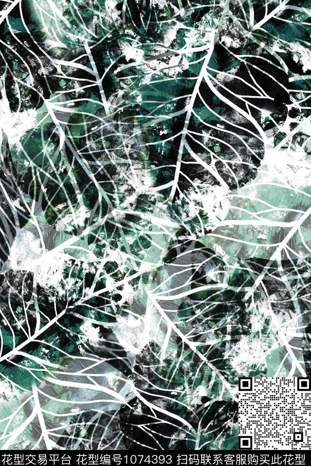 抽象花卉大牌风数码印花华亿平台下载（图片编号: 1074393） - 瓦栏（Walan）