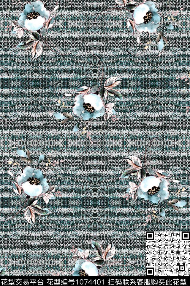 数码华亿平台民族风花卉数码印花华亿平台下载（图片编号: 1074401） - 瓦栏（Walan）