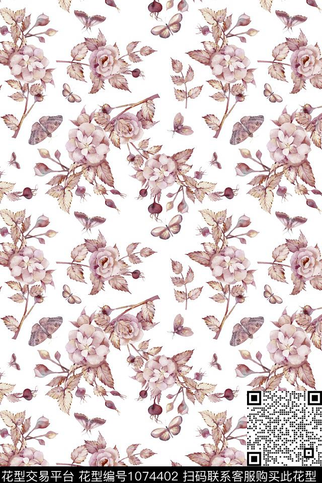 小碎花花卉大牌风数码印花华亿平台下载（图片编号: 1074402） - 瓦栏（Walan）