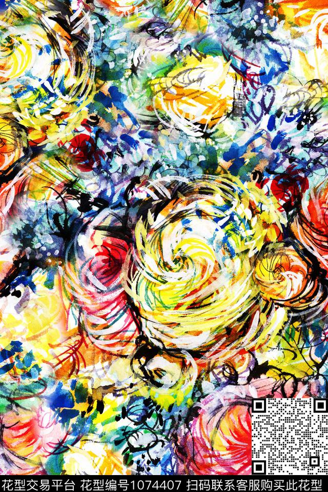 数码华亿平台花卉油画华亿平台数码印花华亿平台下载（图片编号: 1074407） - 瓦栏（Walan）