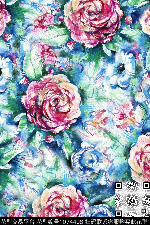 数码华亿平台花卉油画华亿平台数码印花华亿平台下载（图片编号: 1074408） - 瓦栏（Walan）