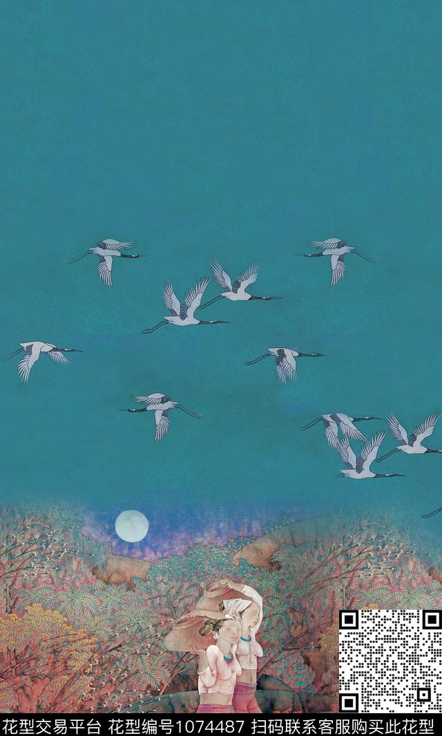 定位花中国风女装定位花数码印花华亿平台下载（图片编号: 1074487） - 瓦栏（Walan）