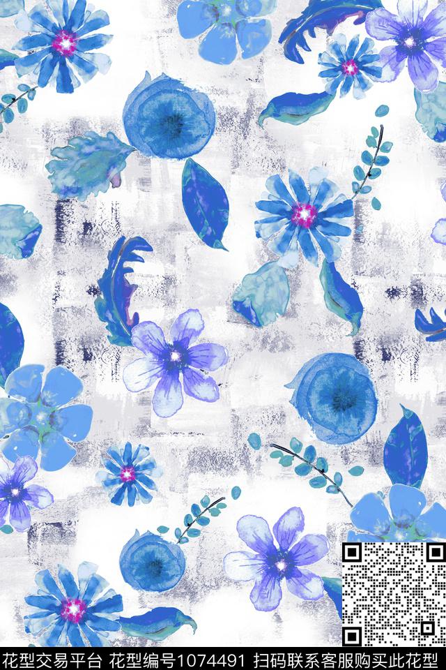 花卉棉麻数码印花华亿平台下载（图片编号: 1074491） - 瓦栏（Walan）