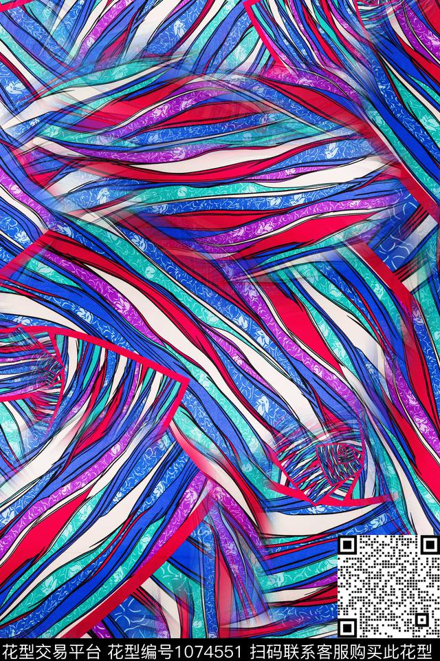 条纹线条肌理数码印花华亿平台下载（图片编号: 1074551） - 瓦栏（Walan）