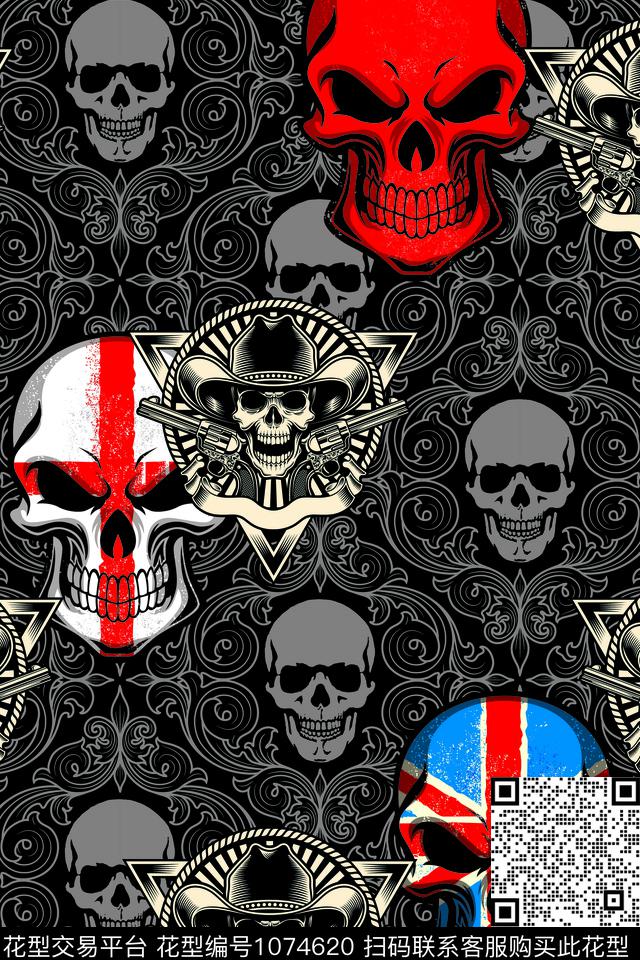 骷髅星空几何数码印花华亿平台下载（图片编号: 1074620） - 瓦栏（Walan）
