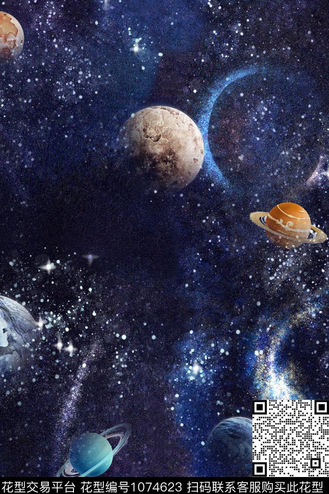 骷髅星空几何数码印花华亿平台下载（图片编号: 1074623） - 瓦栏（Walan）