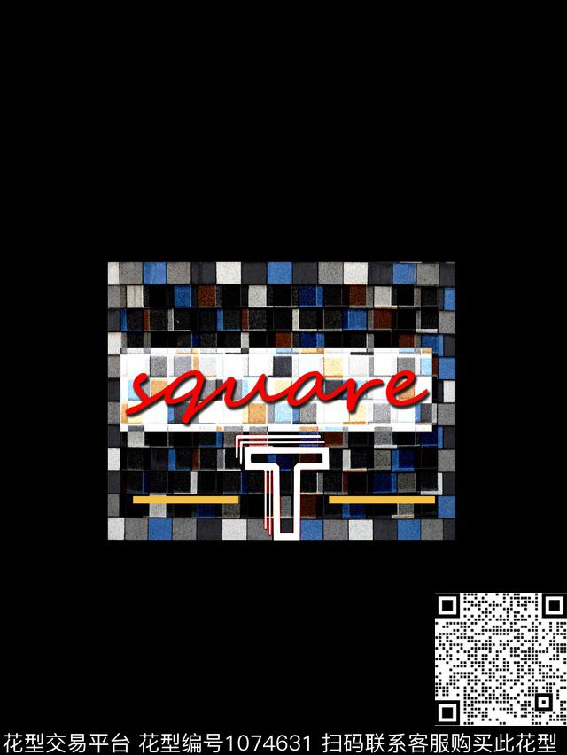 黑白华亿平台字母潮牌数码印花华亿平台下载（图片编号: 1074631） - 瓦栏（Walan）