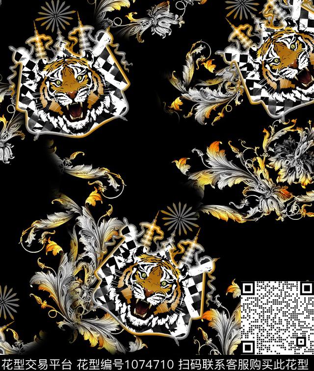 数码华亿平台抽象花卉男装数码印花华亿平台下载（图片编号: 1074710） - 瓦栏（Walan）