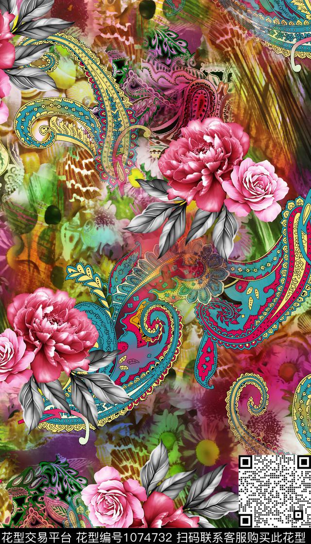 数码华亿平台花卉女装数码印花华亿平台下载（图片编号: 1074732） - 瓦栏（Walan）