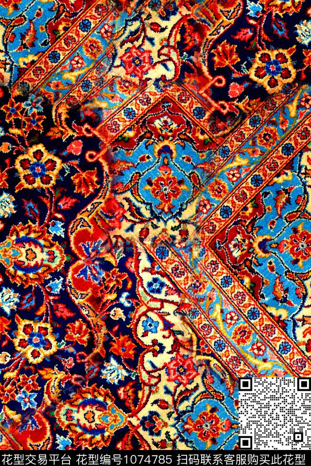 数码华亿平台民族花卉抽象数码印花华亿平台下载（图片编号: 1074785） - 瓦栏（Walan）