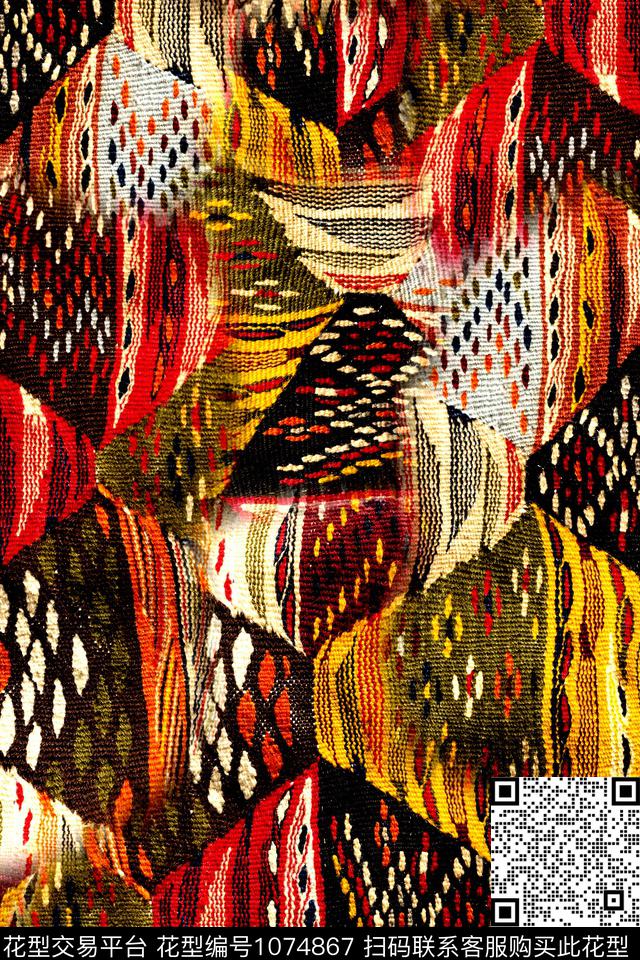 数码华亿平台抽象复古数码印花华亿平台下载（图片编号: 1074867） - 瓦栏（Walan）