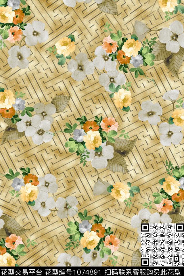 素雅纹理小碎花数码印花华亿平台下载（图片编号: 1074891） - 瓦栏（Walan）