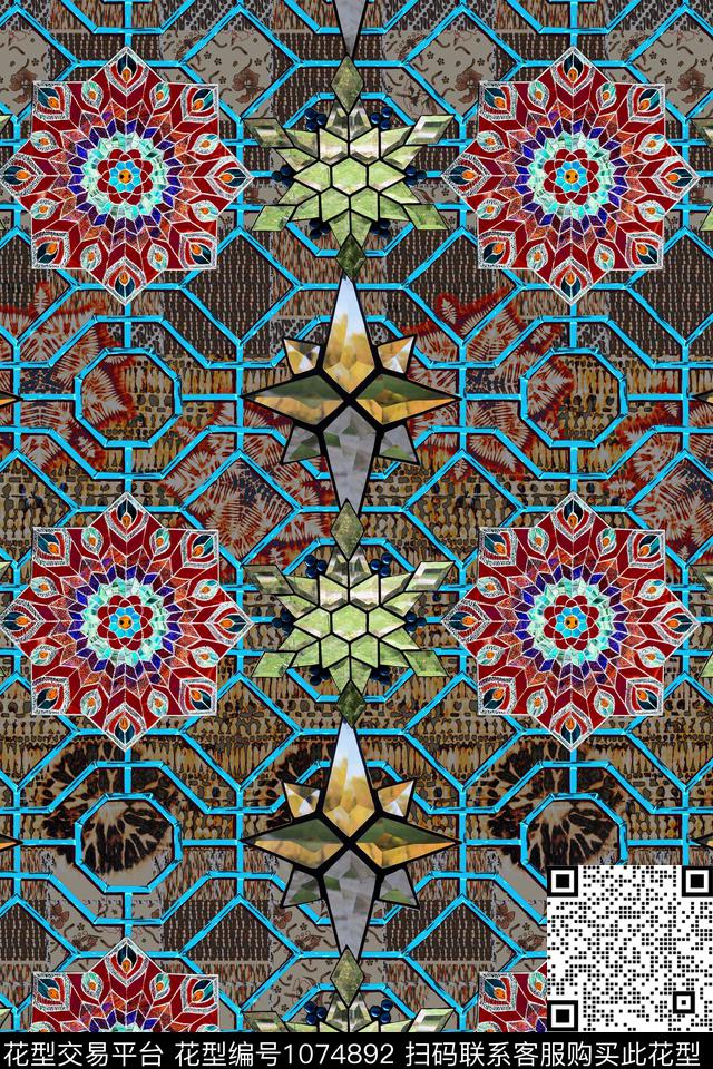 休闲几何纹理数码印花华亿平台下载（图片编号: 1074892） - 瓦栏（Walan）