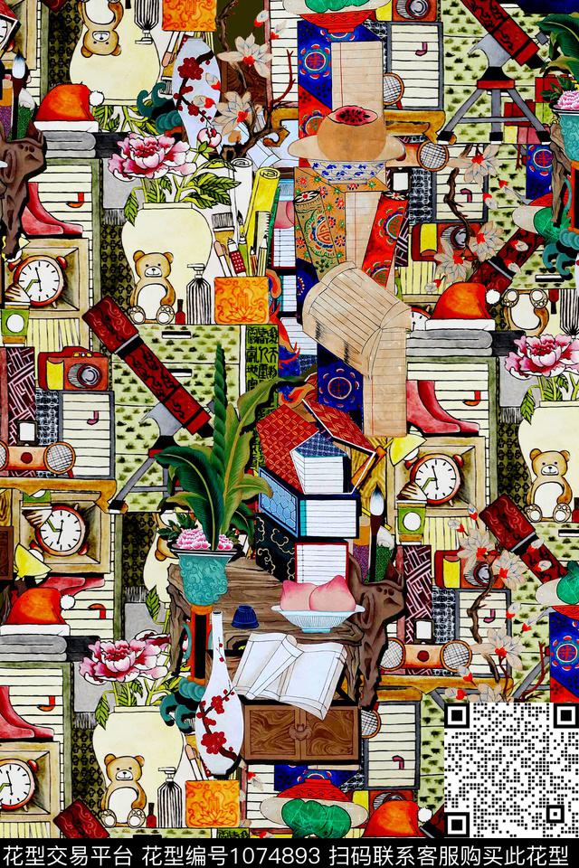 休闲建筑混合拼接数码印花华亿平台下载（图片编号: 1074893） - 瓦栏（Walan）