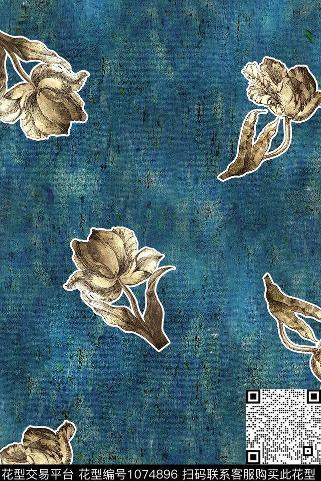 花卉纹理年轻女性数码印花华亿平台下载（图片编号: 1074896） - 瓦栏（Walan）