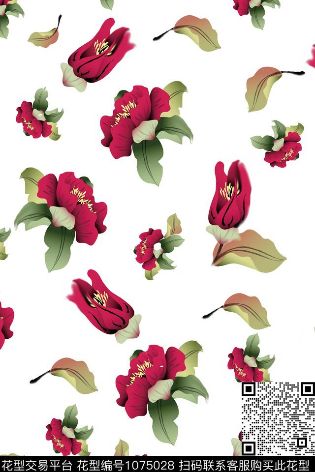 数码华亿平台小碎花花卉数码印花华亿平台下载（图片编号: 1075028） - 瓦栏（Walan）