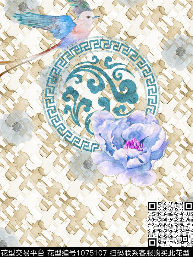 男装定位花中国风数码印花华亿平台下载（图片编号: 1075107） - 瓦栏（Walan）