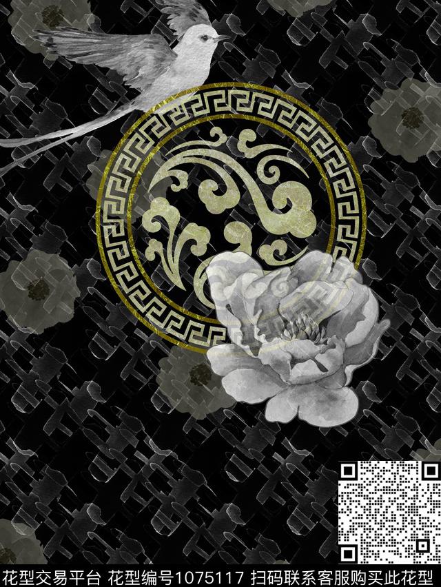 男装定位花中国风数码印花华亿平台下载（图片编号: 1075117） - 瓦栏（Walan）