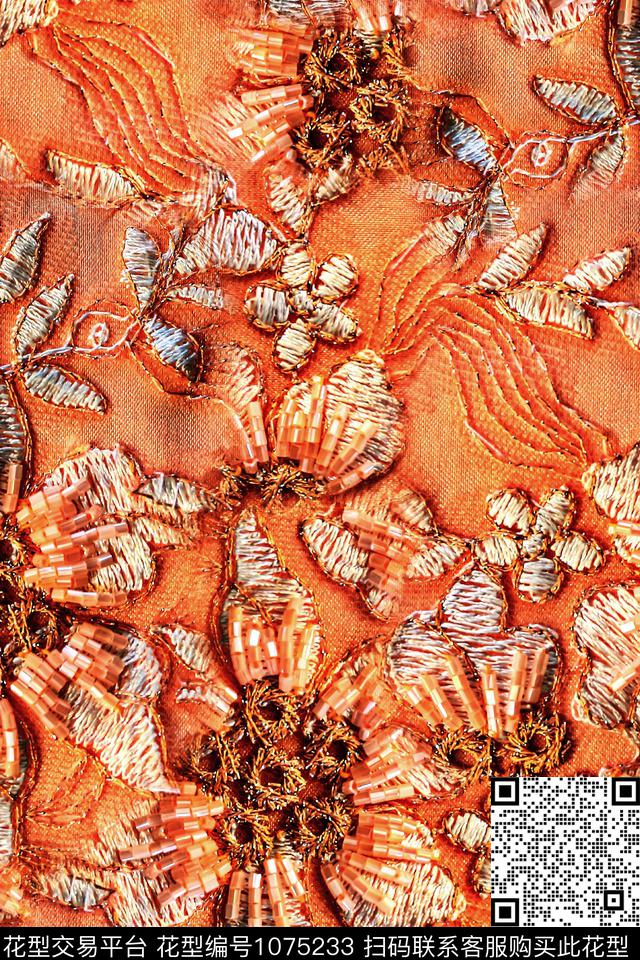 数码华亿平台民族花卉抽象数码印花华亿平台下载（图片编号: 1075233） - 瓦栏（Walan）