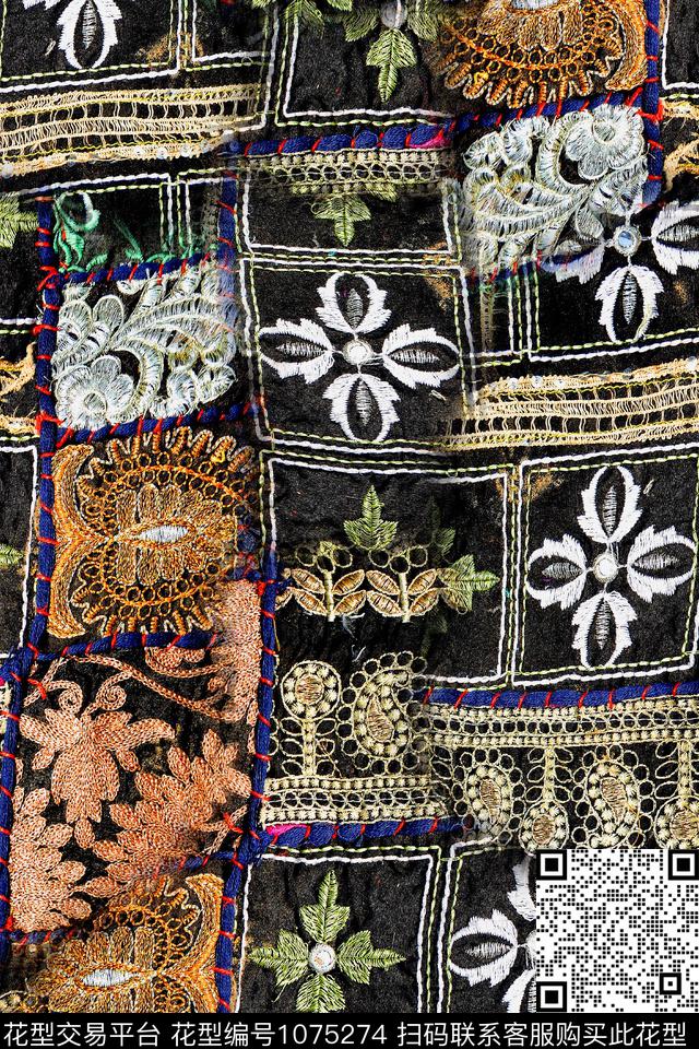 数码华亿平台民族花卉抽象数码印花华亿平台下载（图片编号: 1075274） - 瓦栏（Walan）