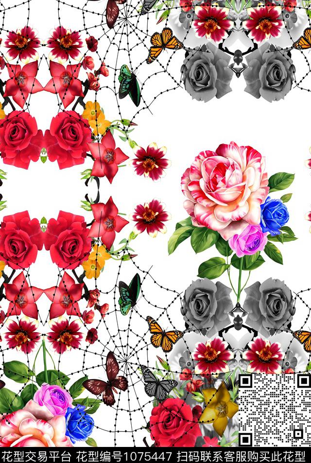 数码华亿平台抽象花卉数码印花华亿平台下载（图片编号: 1075447） - 瓦栏（Walan）