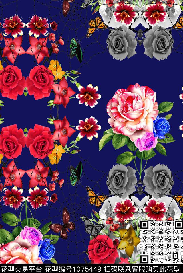 数码华亿平台抽象花卉数码印花华亿平台下载（图片编号: 1075449） - 瓦栏（Walan）