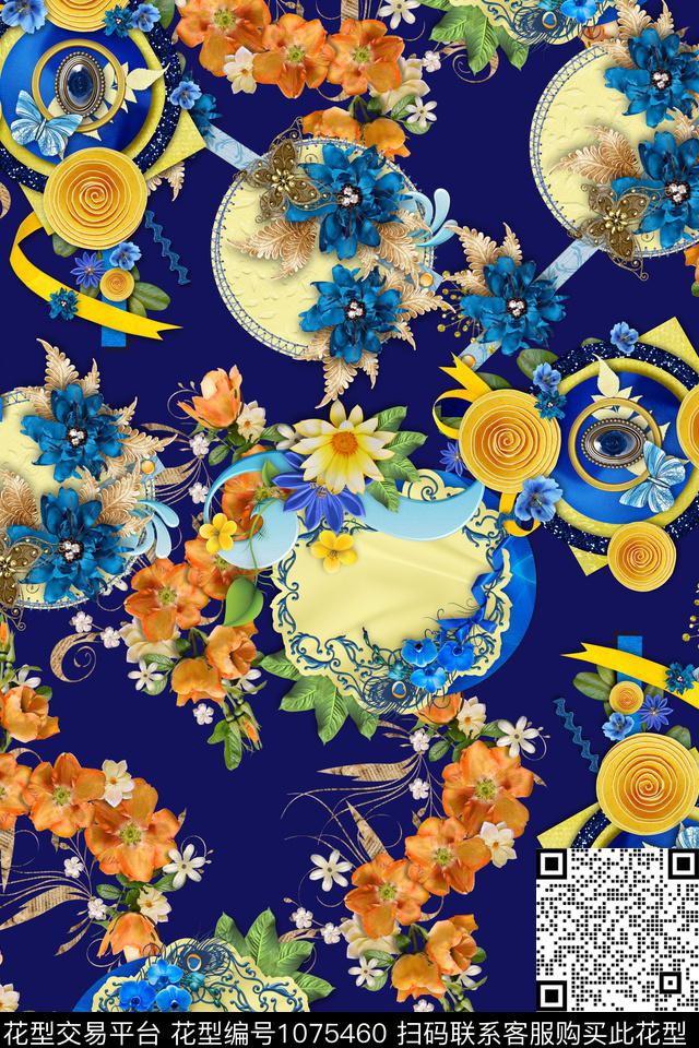 数码华亿平台抽象花卉数码印花华亿平台下载（图片编号: 1075460） - 瓦栏（Walan）